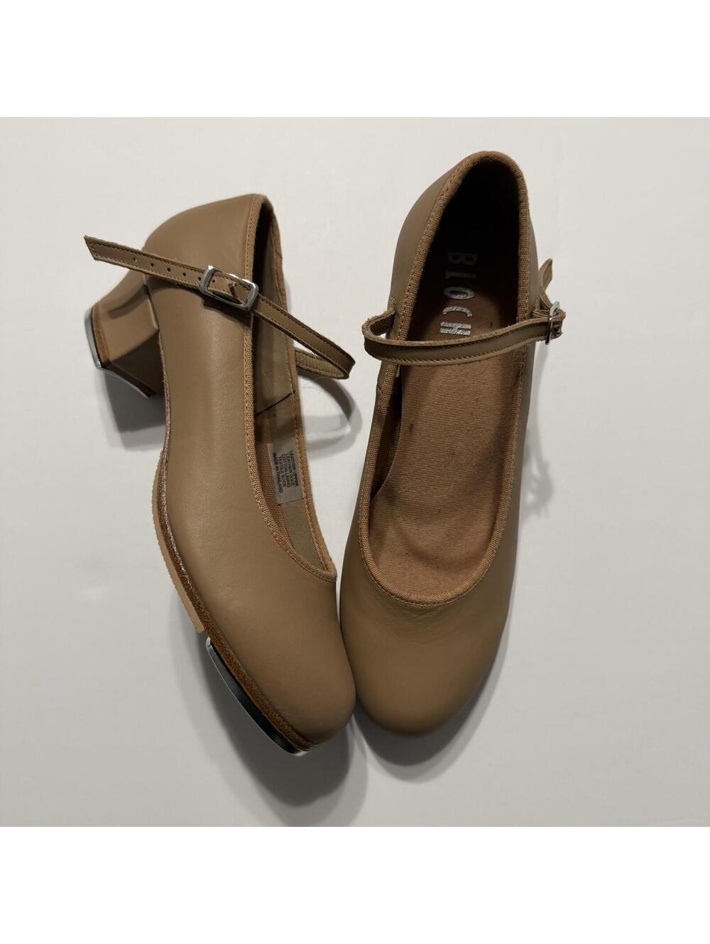 Bloch Women's Tap On Leather Tap Shoes Heels in Tan Size 6.5